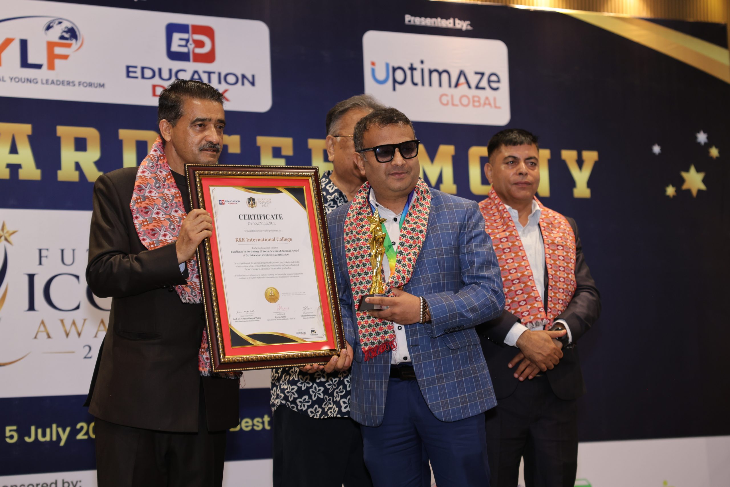 के एन्ड के इन्टरनेसनल कलेजलाई एक्सिलेन्स इन साइकोलोजी एन्ड सोसल साइन्सेस एजुकेसन अवार्ड